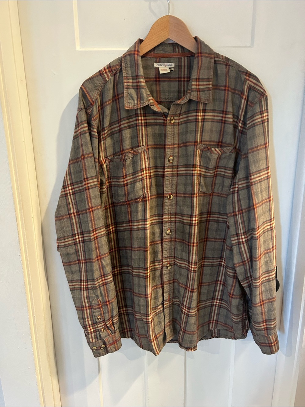 Carbon2Cobalt Men's Plaid Button-Up Shirt - Gray with Brown Check